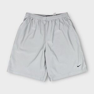 Vintage Nike Shorts Swoosh Logo Silver Men's Size L Workout Gym Y2K